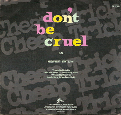 Cheap Trick : Don't Be Cruel (7", Single, Styrene, Car)