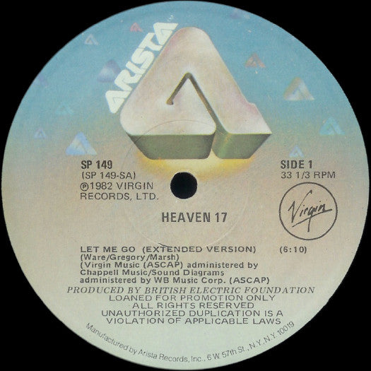 Heaven 17 : Let Me Go! (12", Promo)