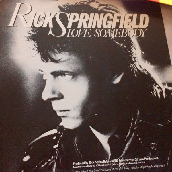 Rick Springfield : Love Somebody (12", Whi)