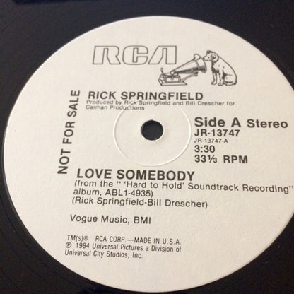 Rick Springfield : Love Somebody (12", Whi)