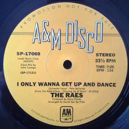 The Raes : I Only Wanna Get Up And Dance (12", Promo)