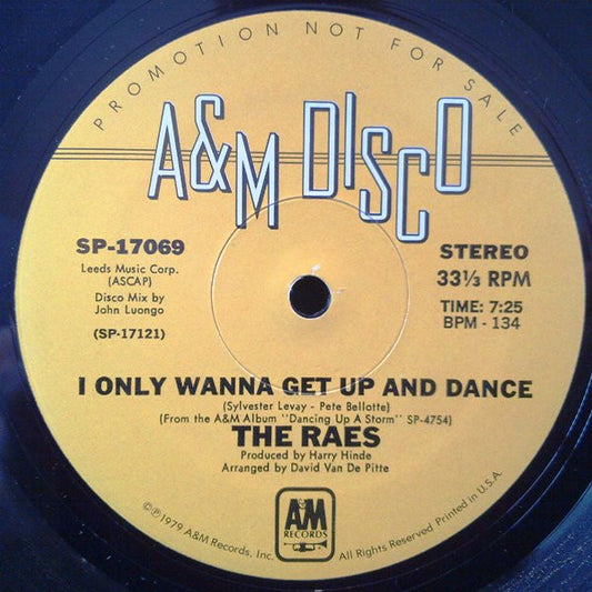 The Raes : I Only Wanna Get Up And Dance (12", Promo)