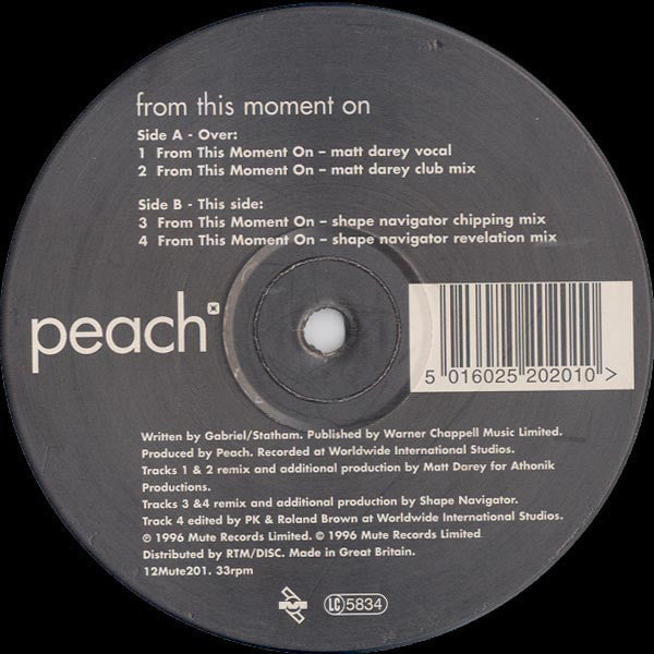 Peach : From This Moment On (12", Single)