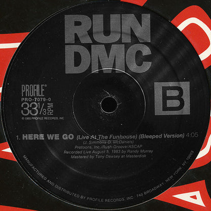 Run DMC* : Here We Go (Live At The Funhouse) (12", Single, RE)