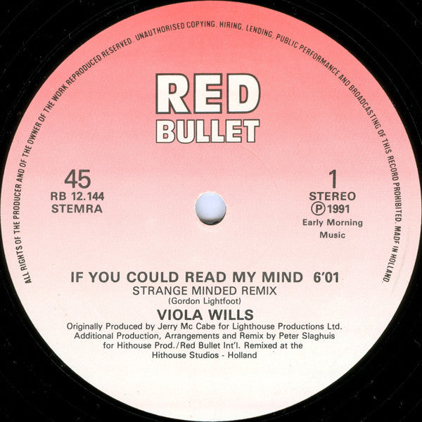 Viola Wills : If You Could Read My Mind (Hithouse Remix 1991) (12")