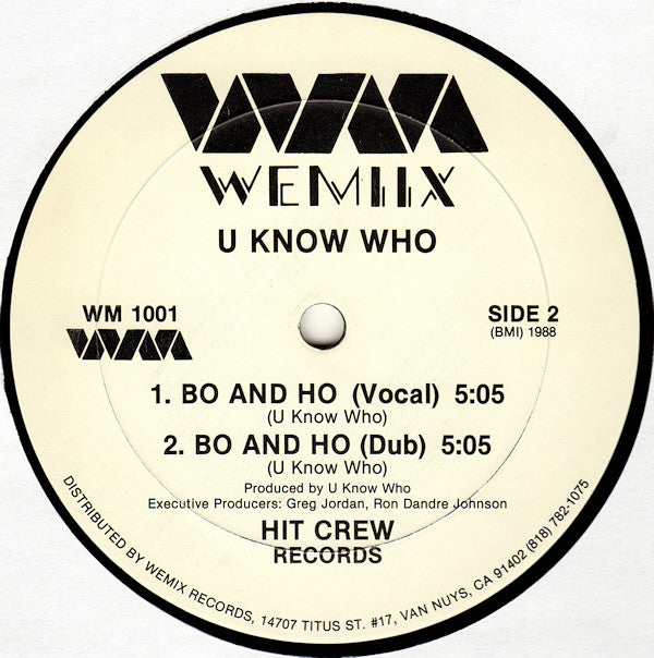 U Know Who? : We Rock The House / Bo And Ho (12")