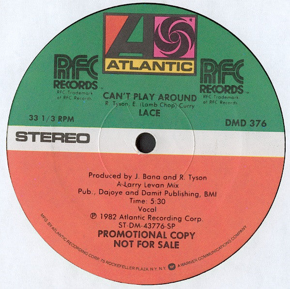 Lace : Can't Play Around (12", Promo)