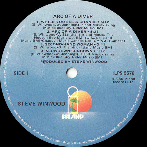 Steve Winwood : Arc Of A Diver (LP, Album, Jac)