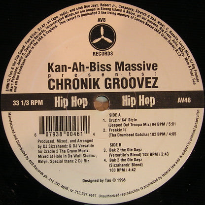DJ Sizzahandz / DJ Versatile (3) : Kan-Ah-Biss Massive Presents: Chronik Groovez (12")