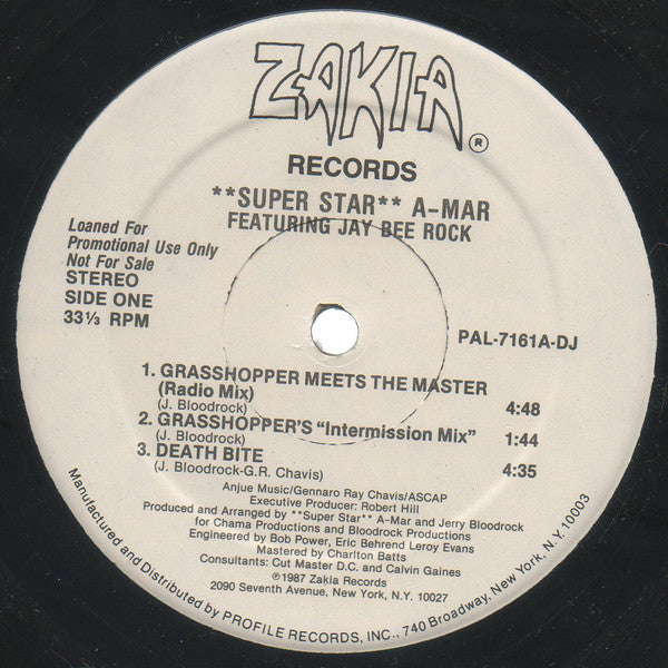 **Super Star** A-Mar* Featuring Jay Bee Rock : Grasshopper Meets The Master (12", Promo)
