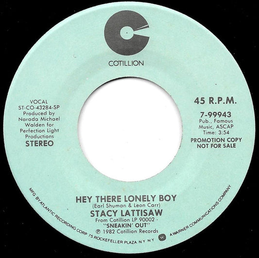 Stacy Lattisaw : Hey There Lonely Boy (7", Single, Mono, Promo, SP )