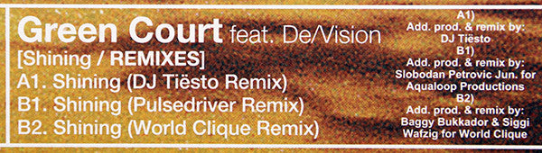 Green Court Feat. De/Vision : Shining (Remixes) (12")