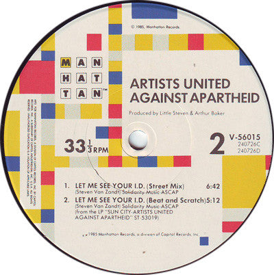 Artists United Against Apartheid : Let Me See Your I.D. (Sun City) (12", Single)