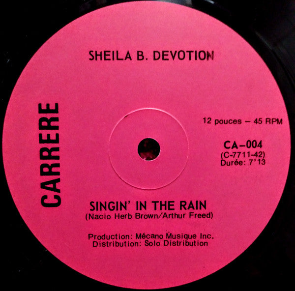Sheila & B. Devotion : Singin In The Rain / Shake Me (12", Maxi)