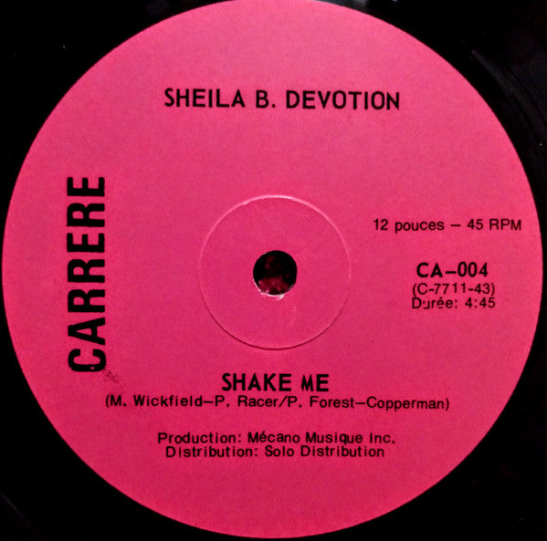 Sheila & B. Devotion : Singin In The Rain / Shake Me (12", Maxi)