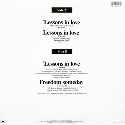 Level 42 : Lessons In Love (12", Single)