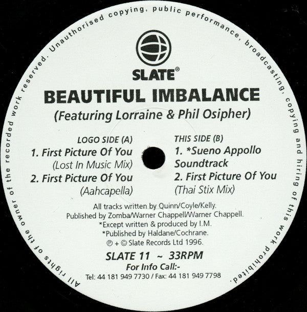 Beautiful Imbalance Featuring Lorraine & Phil Osipher : First Picture Of You (12")