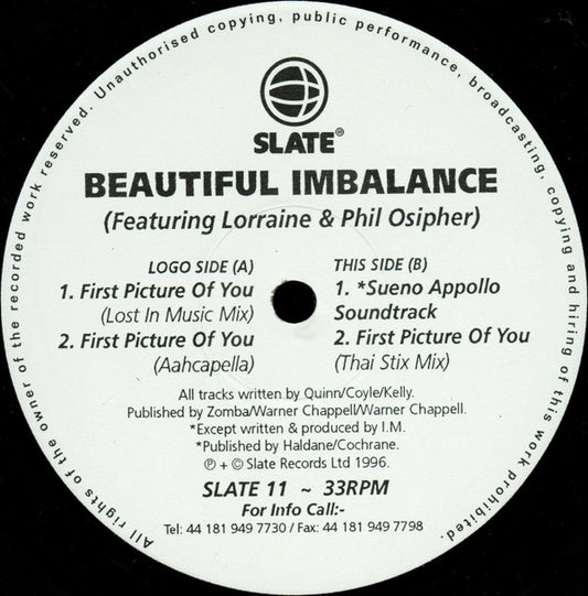 Beautiful Imbalance Featuring Lorraine & Phil Osipher : First Picture Of You (12")