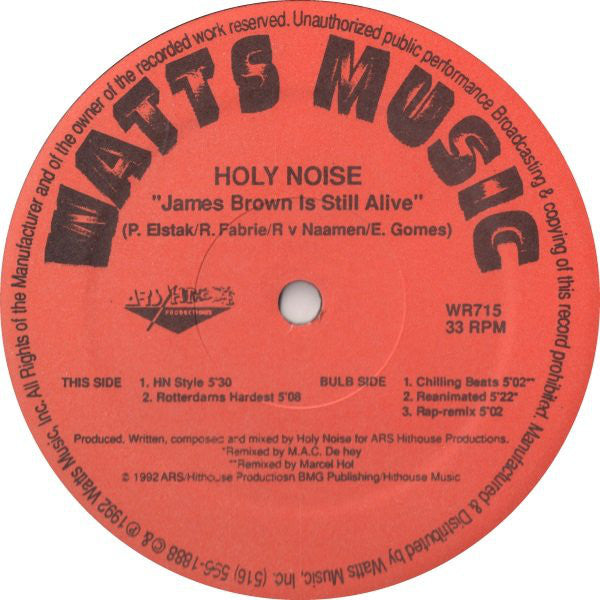 Holy Noise Featuring The Global Insert Project : James Brown Is Still Alive (12")