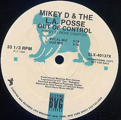 Mikey D & The LA Posse : Out Of Control (12", Promo)