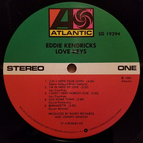 Eddie Kendricks : Love Keys (LP, Album, All)