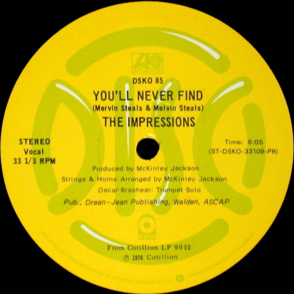 The Impressions : You'll Never Find (12", Promo)