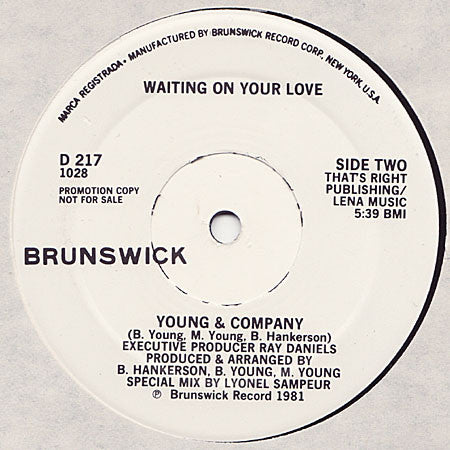 Young & Company : Waiting On Your Love (12", Promo)