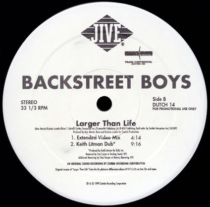 Backstreet Boys : Larger Than Life (2x12", Promo)
