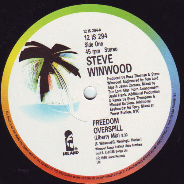 Steve Winwood : Freedom Overspill (12")