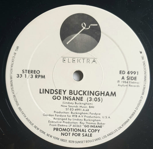 Lindsey Buckingham : Go Insane (12", Promo)
