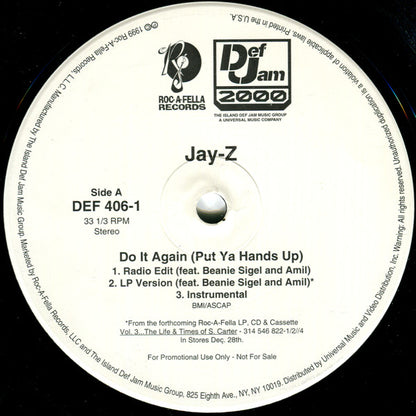 Jay-Z : Do It Again (Put Ya Hands Up) / So Ghetto (12", Promo)