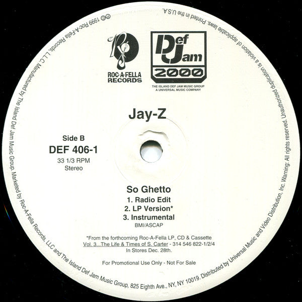 Jay-Z : Do It Again (Put Ya Hands Up) / So Ghetto (12", Promo)