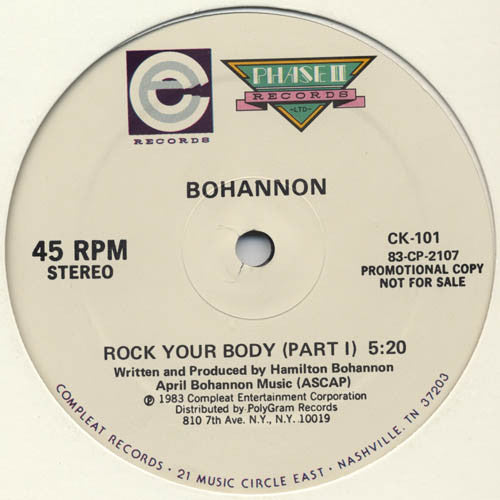 Bohannon* : Rock Your Body (12", Promo)