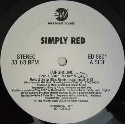 Simply Red : Fairground (12", Promo)