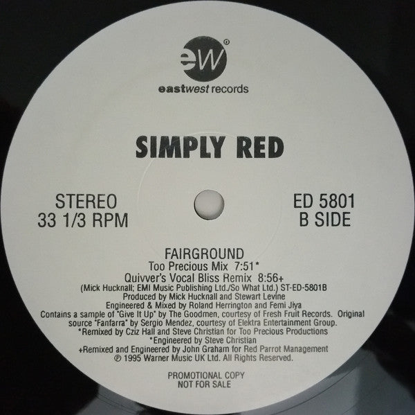 Simply Red : Fairground (12", Promo)