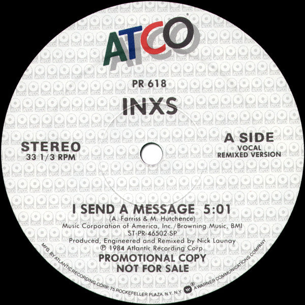 INXS : I Send A Message (12", Promo)