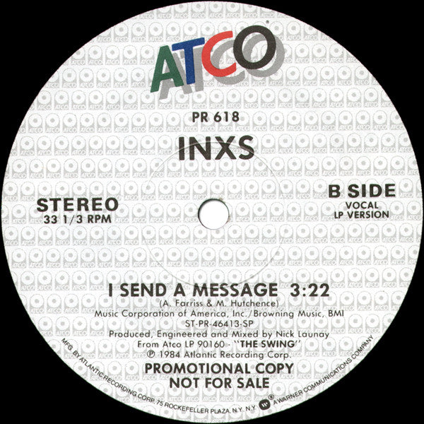 INXS : I Send A Message (12", Promo)
