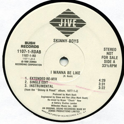 Skinny Boys : I Wanna Be Like / Get Pepped (12", Promo)