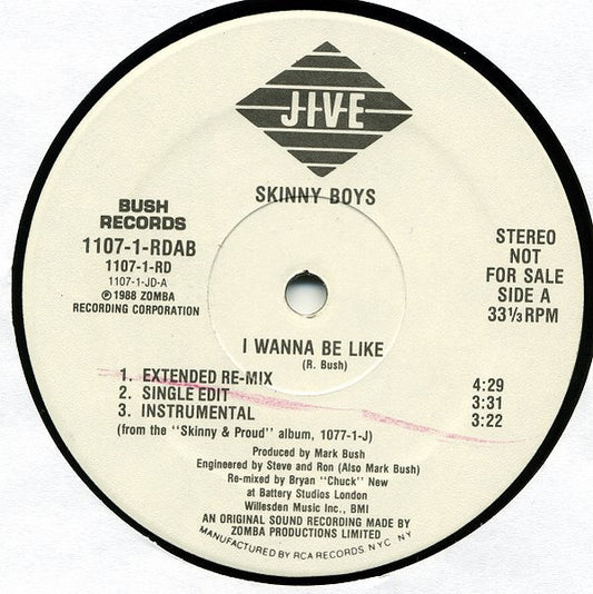 Skinny Boys : I Wanna Be Like / Get Pepped (12", Promo)