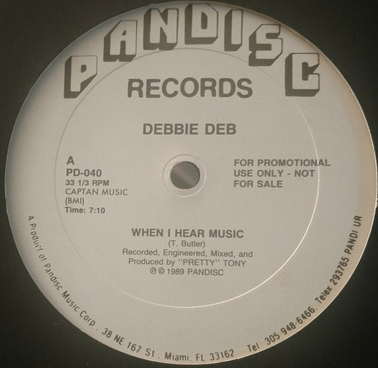 Debbie Deb : When I Hear Music (12", Promo, RE)