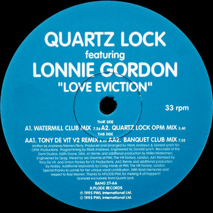 Quartz Lock* Featuring Lonnie Gordon : Love Eviction (12")