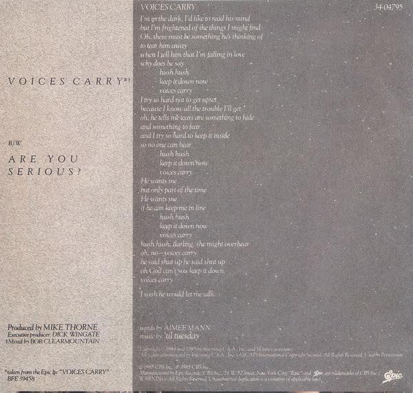 'Til Tuesday : Voices Carry (7", Single)