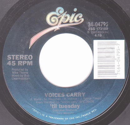 'Til Tuesday : Voices Carry (7", Single)