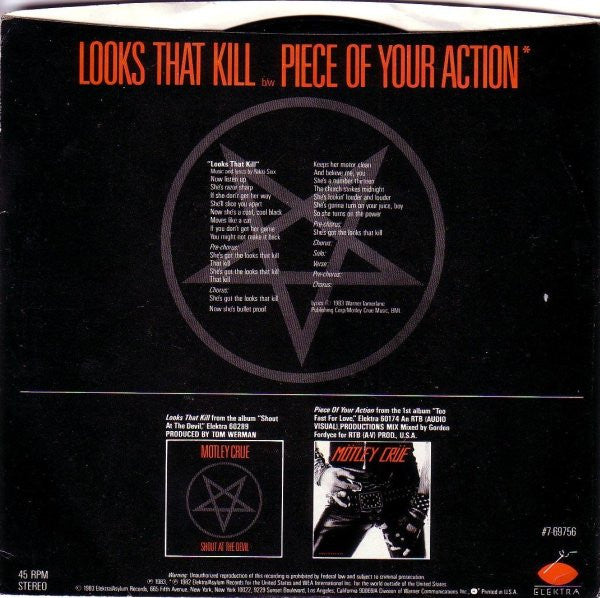Mötley Crüe : Looks That Kill (7", Single, Spe)