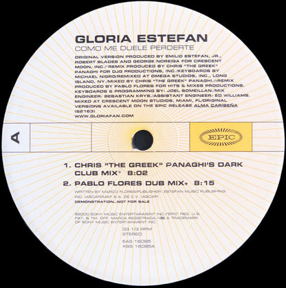 Gloria Estefan : Como Me Duele Perderte (12", Single, Promo)
