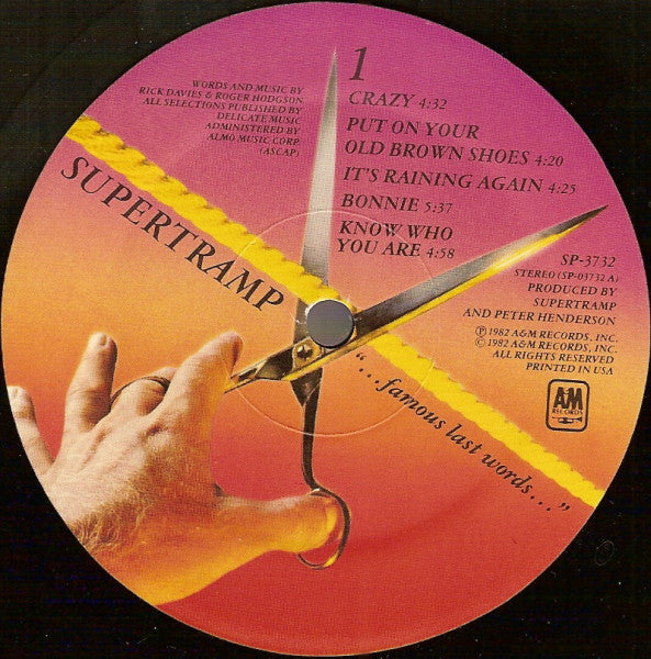 Supertramp : "...Famous Last Words..." (LP, Album, Eur)