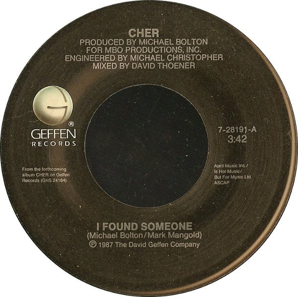 Cher : I Found Someone (7", Single)