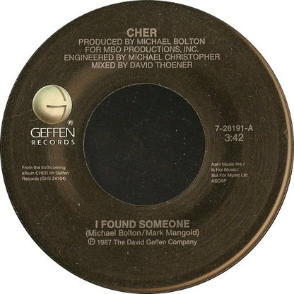 Cher : I Found Someone (7", Single)