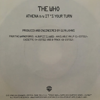 The Who : Athena (7", Single, Jac)