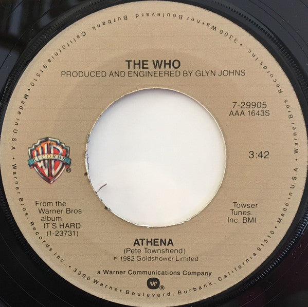 The Who : Athena (7", Single, Jac)